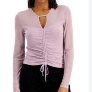 Almost Famous Purple Lilac Mesh Long Sleeve Top Size Xl